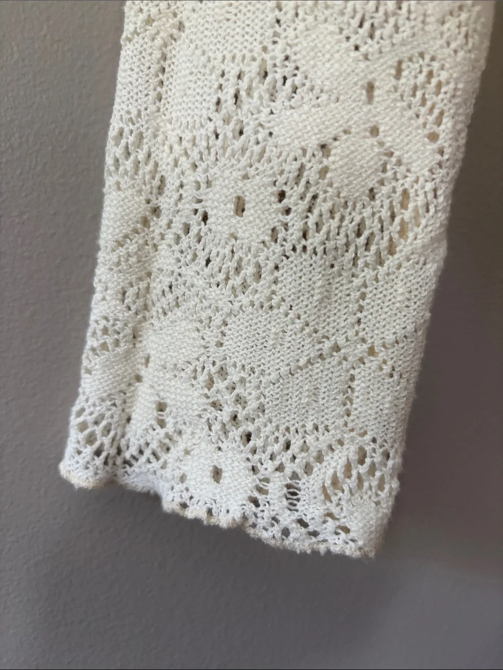 Free People In the Meadow Tee Lace Crochet Knit Top Layering Ivory Cream Small